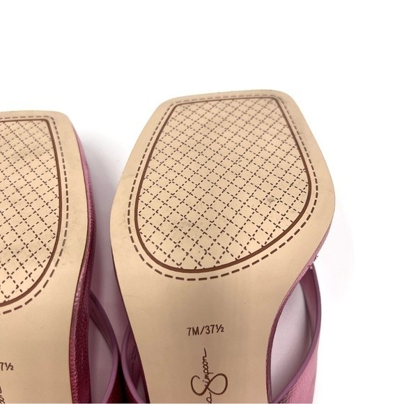 Jessica Simpson Size‎ 7 Zayde Metallic Barbie Pink Slip On Sandals Heels Shoes - Picture 12 of 16